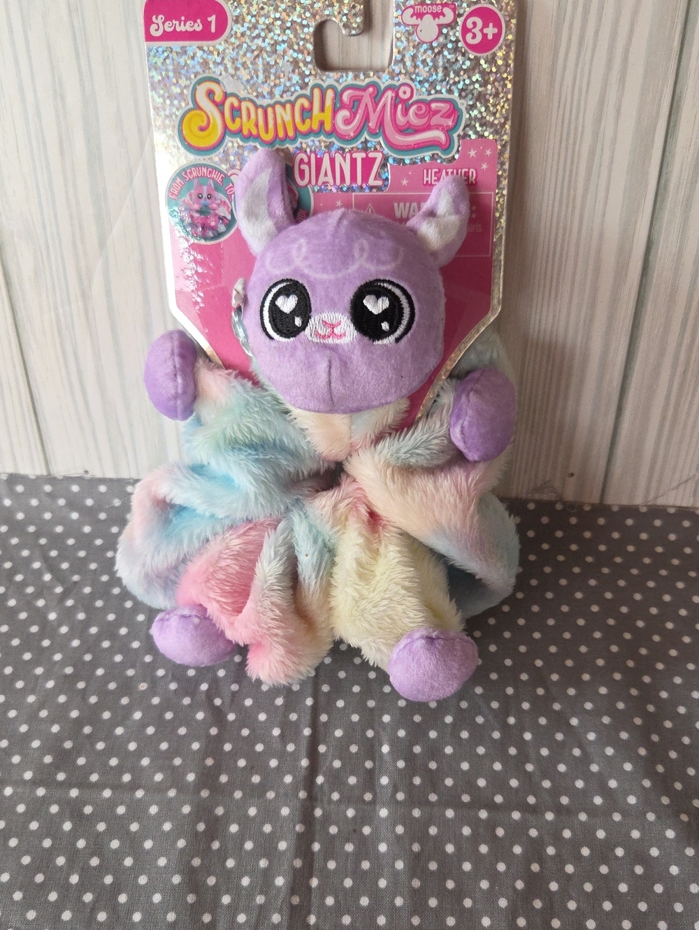 Scrunmies Giantz Heather The Llama Plush Toy - Purple & Pastel Rainbow